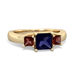 Sapphire Three Stone Trellis 14K Yellow Gold ring R4015