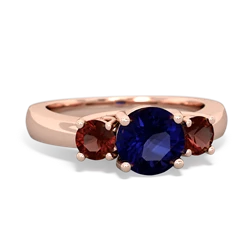 Sapphire Three Stone Round Trellis 14K Rose Gold ring R4018