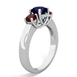 Sapphire Three Stone Round Trellis 14K White Gold ring R4018