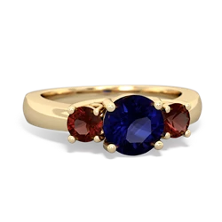 Sapphire Three Stone Round Trellis 14K Yellow Gold ring R4018