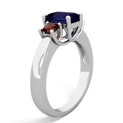 Sapphire Three Stone Emerald-Cut Trellis 14K White Gold ring R4021