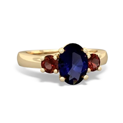 Sapphire Three Stone Oval Trellis 14K Yellow Gold ring R4024