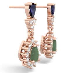 Sapphire Halo Pear Dangle 14K Rose Gold earrings E1882