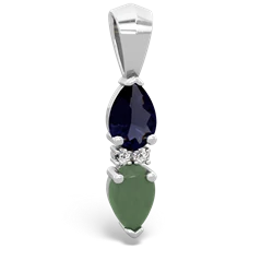 Sapphire Bowtie Drop 14K White Gold pendant P0865