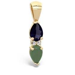 Sapphire Bowtie Drop 14K Yellow Gold pendant P0865