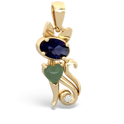 Sapphire Kitten 14K Yellow Gold pendant P5780