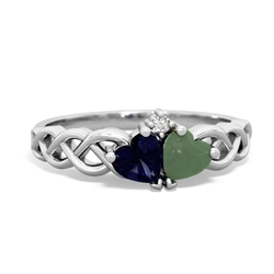 Sapphire Heart To Heart Braid 14K White Gold ring R5870