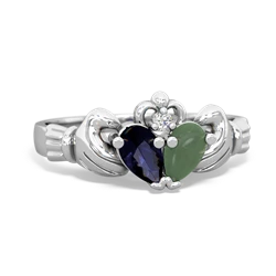 Sapphire 'Our Heart' Claddagh 14K White Gold ring R2388