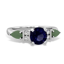 Sapphire 6Mm Round Eternal Embrace Engagement 14K White Gold ring R2005