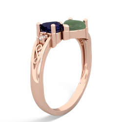 Sapphire Snuggling Hearts 14K Rose Gold ring R2178