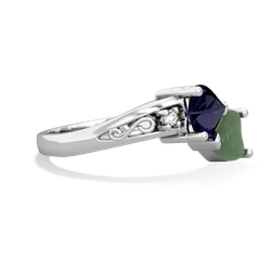 Sapphire Snuggling Hearts 14K White Gold ring R2178