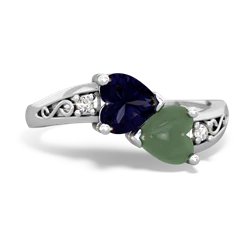 Sapphire Snuggling Hearts 14K White Gold ring R2178