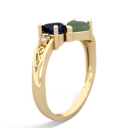 Sapphire Snuggling Hearts 14K Yellow Gold ring R2178