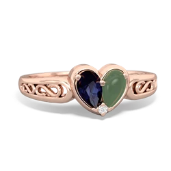 Sapphire Filligree 'One Heart' 14K Rose Gold ring R5070