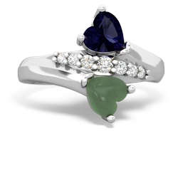 Sapphire Heart To Heart 14K White Gold ring R2064