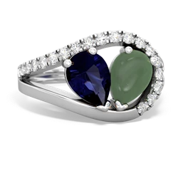 Sapphire Nestled Heart Keepsake 14K White Gold ring R5650