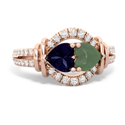 Sapphire Art-Deco Keepsake 14K Rose Gold ring R5630