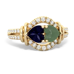 Sapphire Art-Deco Keepsake 14K Yellow Gold ring R5630