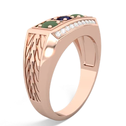 Sapphire Three Stone Tire Tread Men's 14K Rose Gold ring R0520