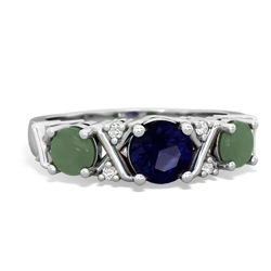 Sapphire Hugs And Kisses 14K White Gold ring R5016