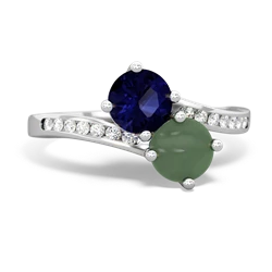 Sapphire Channel Set Two Stone 14K White Gold ring R5303