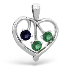 Sapphire Glowing Heart 14K White Gold pendant P2233