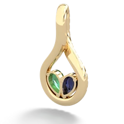 Sapphire Pave Twist 'One Heart' 14K Yellow Gold pendant P5360