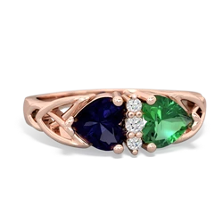 Sapphire Celtic Knot Double Heart 14K Rose Gold ring R5040