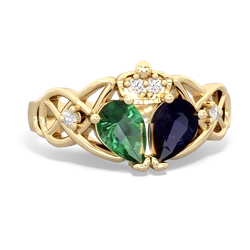 Sapphire 'One Heart' Celtic Knot Claddagh 14K Yellow Gold ring R5322