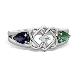 Sapphire Hearts Intertwined 14K White Gold ring R5880