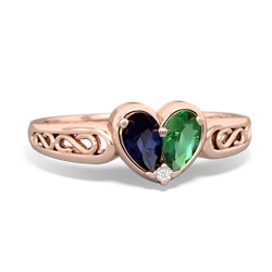 Sapphire Filligree 'One Heart' 14K Rose Gold ring R5070