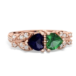 Sapphire Diamond Butterflies 14K Rose Gold ring R5601