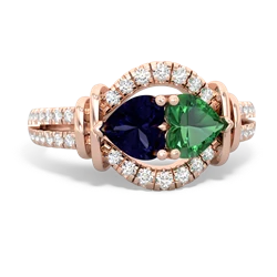 Sapphire Art-Deco Keepsake 14K Rose Gold ring R5630