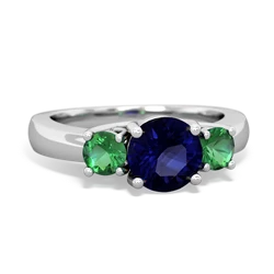 Sapphire Three Stone Round Trellis 14K White Gold ring R4018