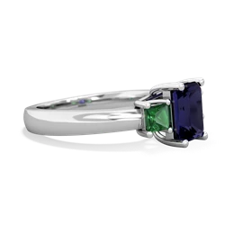 Sapphire Three Stone Emerald-Cut Trellis 14K White Gold ring R4021