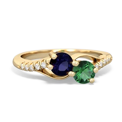 Sapphire Infinity Pave Two Stone 14K Yellow Gold ring R5285