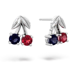 Sapphire Sweet Cherries 14K White Gold earrings E7001