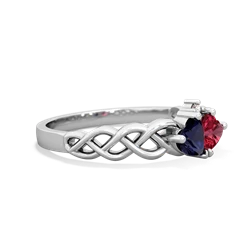 Sapphire Heart To Heart Braid 14K White Gold ring R5870