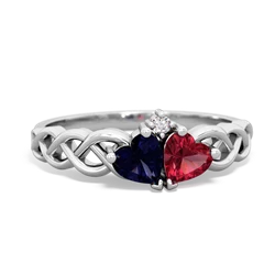 Sapphire Heart To Heart Braid 14K White Gold ring R5870