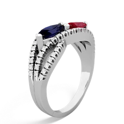 Sapphire Diamond Rivers 14K White Gold ring R3070