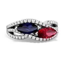 Sapphire Diamond Rivers 14K White Gold ring R3070