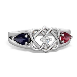 Sapphire Hearts Intertwined 14K White Gold ring R5880