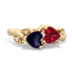 Sapphire Floral Elegance 14K Yellow Gold ring R5790