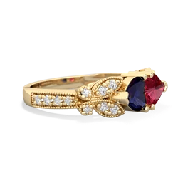 Sapphire Diamond Butterflies 14K Yellow Gold ring R5601