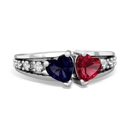 Sapphire Heart To Heart 14K White Gold ring R3342