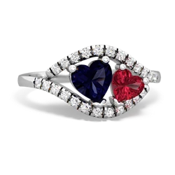 Sapphire Mother And Child 14K White Gold ring R3010