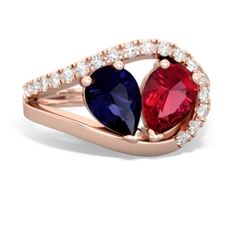 Sapphire Nestled Heart Keepsake 14K Rose Gold ring R5650