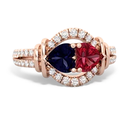 Sapphire Art-Deco Keepsake 14K Rose Gold ring R5630