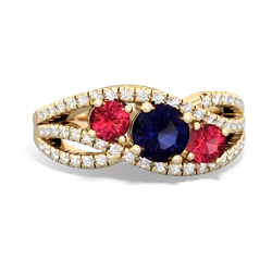 Sapphire Three Stone Aurora 14K Yellow Gold ring R3080