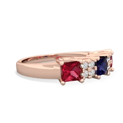 Sapphire Three Stone Diamond Cluster 14K Rose Gold ring R2592